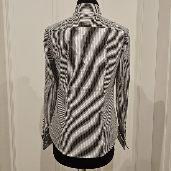 Striped black and white shirt WHBM Size 4 EUC - Picture 3 of 16